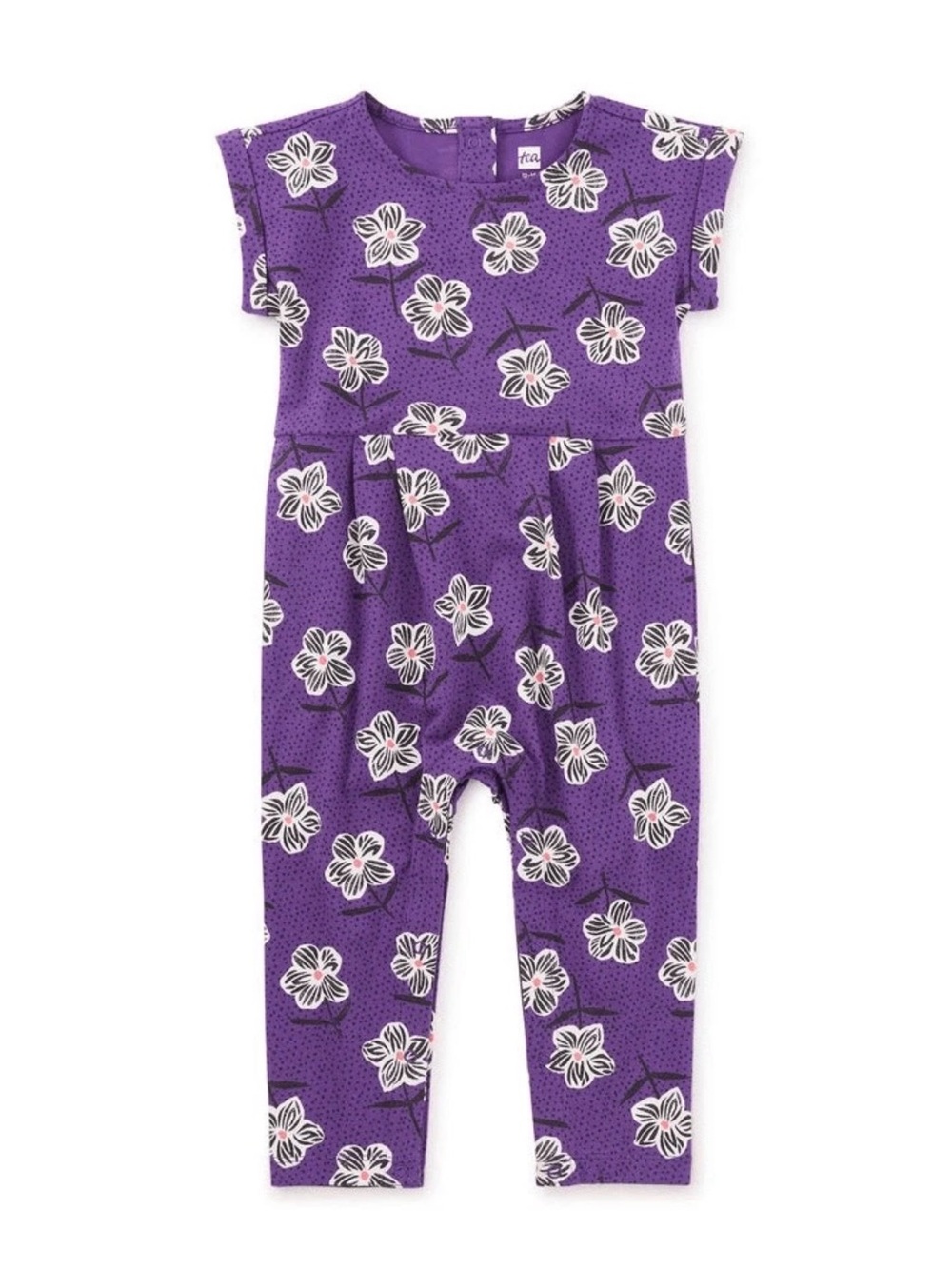 Tea Collection Cuff Sleeve Zebra Floral One-Piece Romper